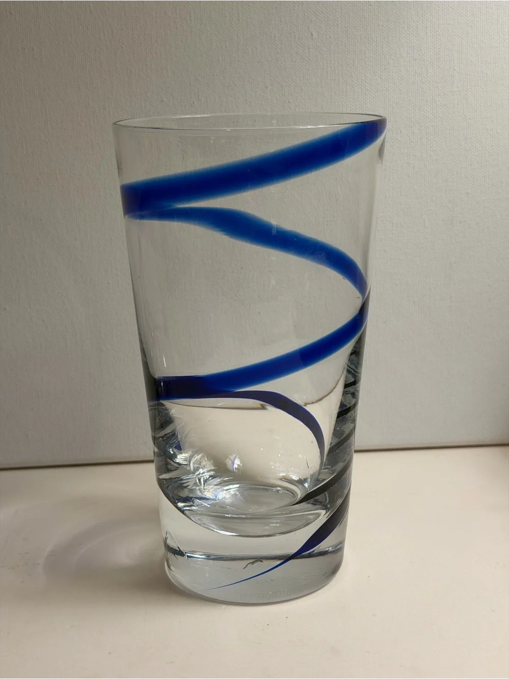 Pier 1 Set of 6 Glass Swirline Blue Tumblers 20 ounce